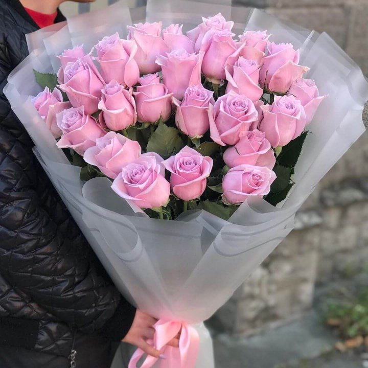 25 высоких розовых роз в Сиде